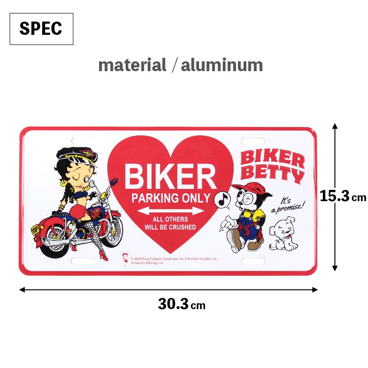 【メール便発送】CMプレート ベティーブープ BIKER BETTY - HEART CMP-144 縦15.3×横30.3cm ナンバープレート型 インテリア 看板 アルミ製 アメリカン雑貨飾るだけでかっこいい アメリカンプレート。