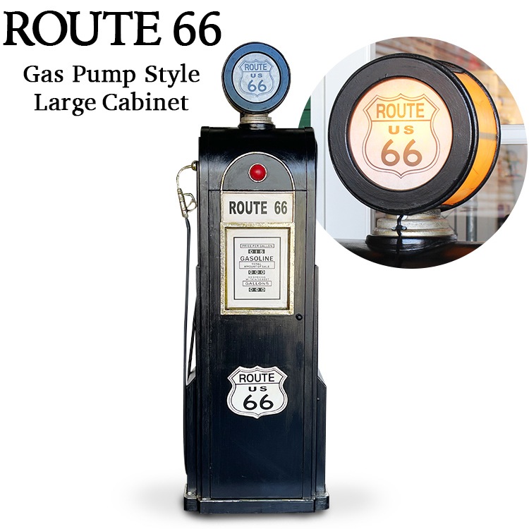 ヴィンテージ風／CDラック／ルート66／ガソリンスタンド型／木製