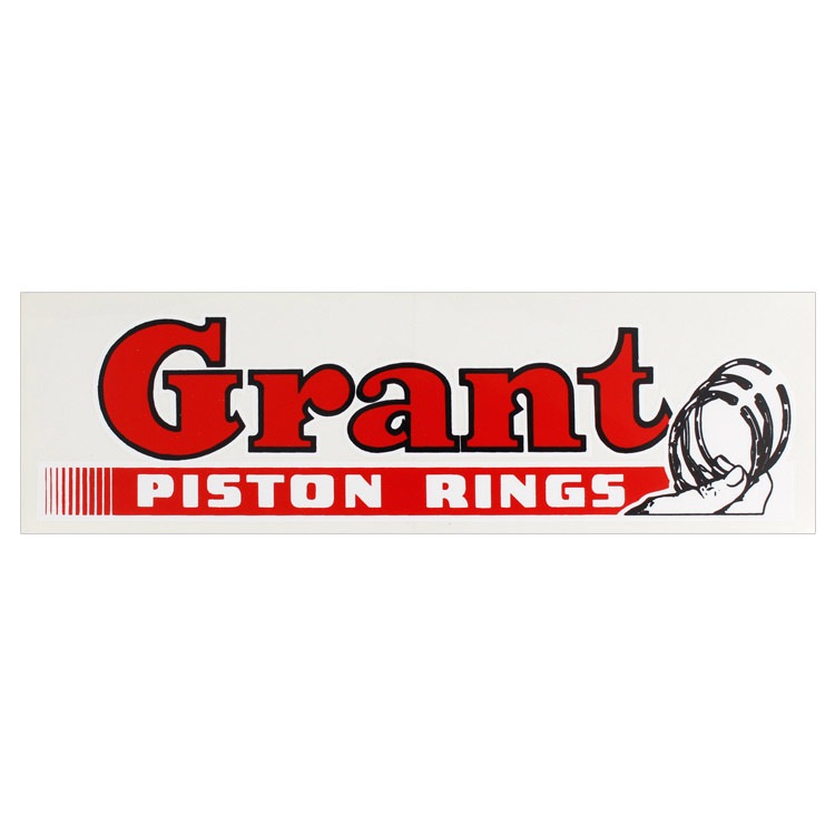 【メール便発送】ヴィンテージレーシングデカール  Grant PISTON RINGS  縦6.9×横22.4cm クリアフィルムタイプ