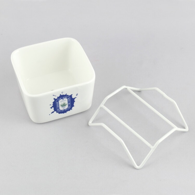 鉢 HERE プラントポット w/スタンド 85 ブルー 陶器製 幅8.5×奥行8.5×高さ5.5cm(ポットサイズ) 320g スタンド付き ミニサイズ プラントカバー 園芸 ガーデニング