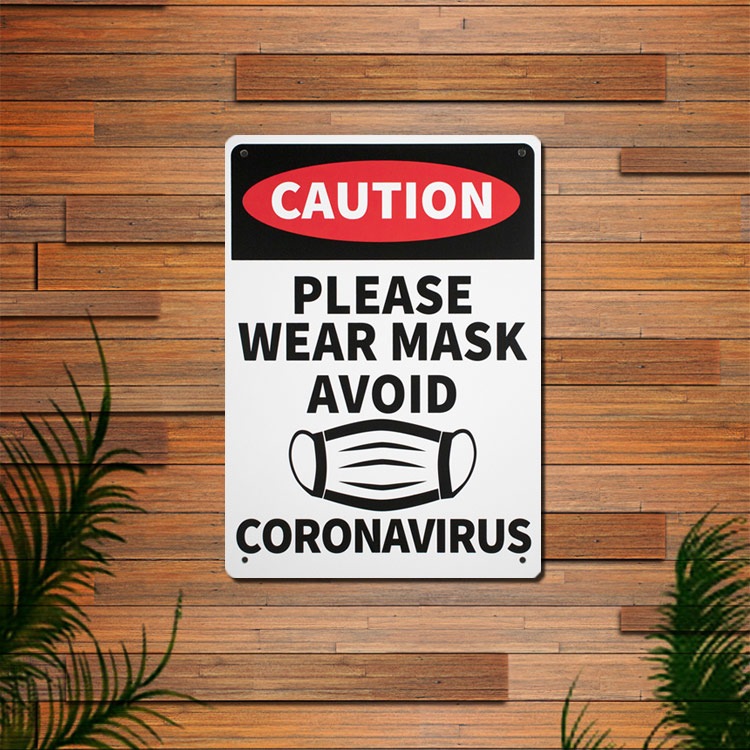 看板 プラスチック メッセージサインボード CAUTION PLEASE WEAR MASK （マスク着用してください） 店舗 アメリカン雑貨