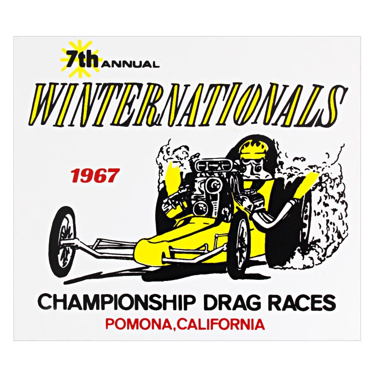 【メール便発送】ヴィンテージ レーシング デカール 1967 WINTER NATIONALS CHAMPIONSHIP DRAG RACES 縦9.3×横10.5cm クリアフィルムタイプ
