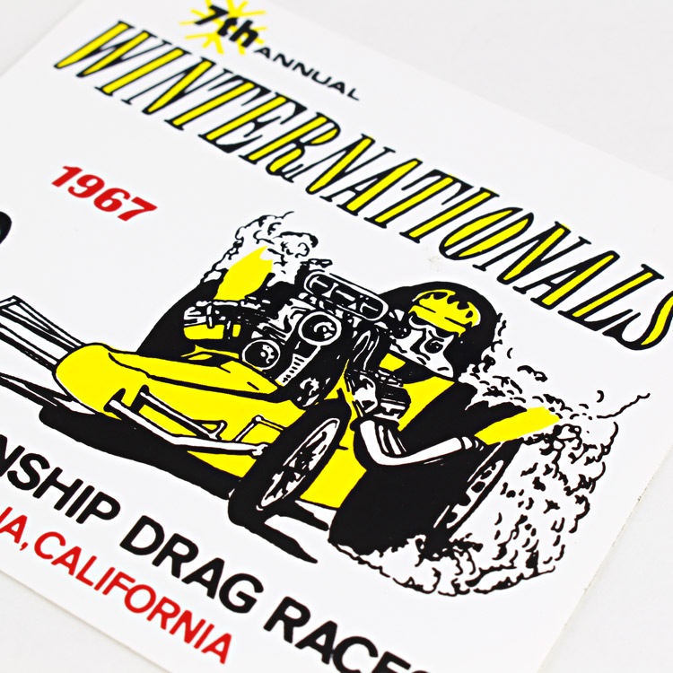 【メール便発送】ヴィンテージ レーシング デカール 1967 WINTER NATIONALS CHAMPIONSHIP DRAG RACES 縦9.3×横10.5cm クリアフィルムタイプ