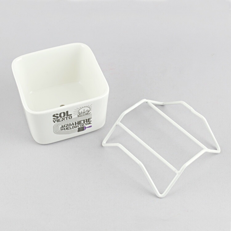 鉢 HERE プラントポット w/スタンド 85 グレー 陶器製 幅8.5×奥行8.5×高さ5.5cm(ポットサイズ) 320g スタンド付き ミニサイズ プラントカバー 園芸 ガーデニング