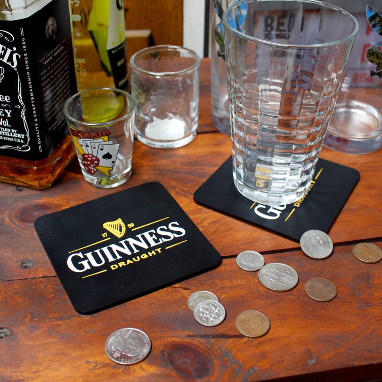 【メール便発送】 ラバー製 コースター 2枚セット 「GUINESS ギネス」 縦9.4×横9.4×厚み0.3cm バーグッズ アメリカ雑貨 アメリカン雑貨
