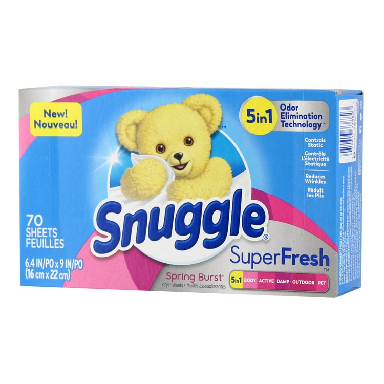 シート柔軟剤 スナッグル スーパーフレッシュ スプリングバースト 70枚 Snuggle 乾燥機用 柔軟シート アメリカ製 アメリカ雑貨たっぷり70枚。乾燥機用のシートタイプ柔軟剤。