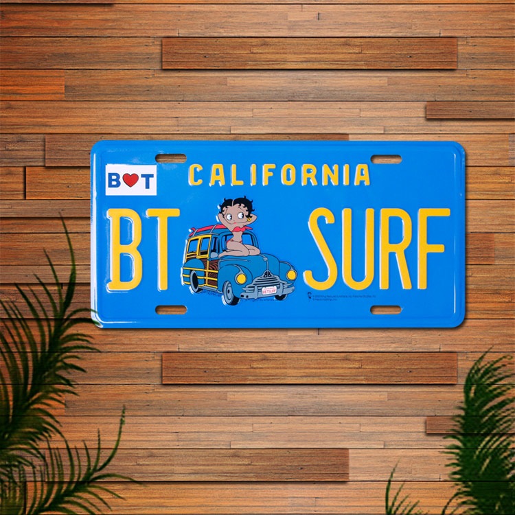 【メール便発送】CMプレート ベティちゃん サーフ BT-SURF CALIFOLNIA 看板 コマーシャルプレート BETTY BOOP アメリカン雑貨コマーシャルプレート