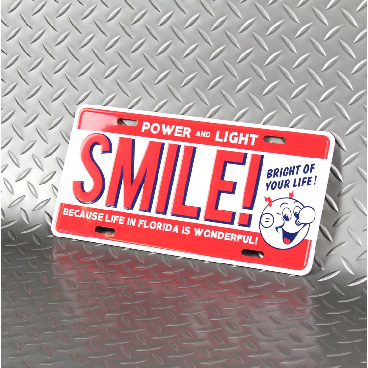 【メール便発送】CMプレート F.E.P.C Smile! CMP-152 縦15.3×横30.3cm ナンバープレート型 インテリア 看板 アルミ製 アメリカン雑貨飾るだけでかっこいい アメリカンプレート。