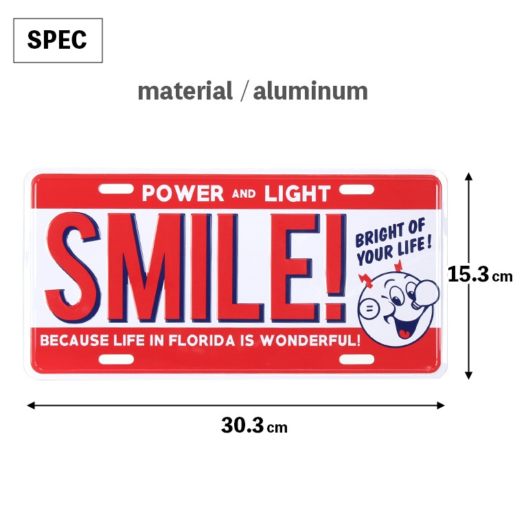 【メール便発送】CMプレート F.E.P.C Smile! CMP-152 縦15.3×横30.3cm ナンバープレート型 インテリア 看板 アルミ製 アメリカン雑貨飾るだけでかっこいい アメリカンプレート。