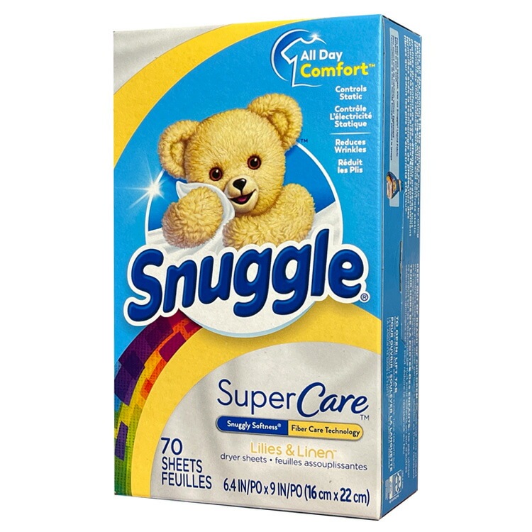 シート柔軟剤 スナッグル スーパーケア リリーズ＆リネン 70枚入り Snuggle 乾燥機用 柔軟シート 色落ち防止 静電気防止 洗濯用品 アメリカ製