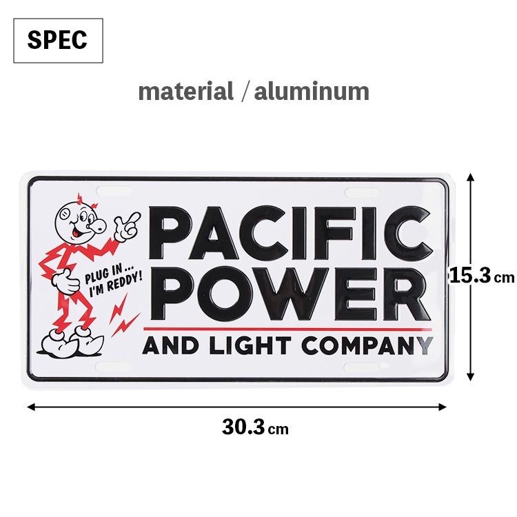 【メール便発送】CMプレート F.E.P.C Pacific Power CMP-151 縦15.3×横30.3cm ナンバープレート型 インテリア 看板 アルミ製 アメリカン雑貨飾るだけでかっこいい アメリカンプレート。