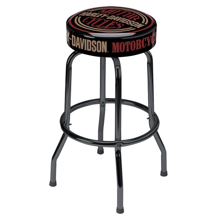 HARLEY-DAVIDSON ハーレーダビッドソン MOTOR CYCLES バースツール（シングルリング） HDL-12140  360度回転 アメリカ雑貨 アメリカン雑貨【期間限定セール】クロームの輝きと重厚なデザイン。