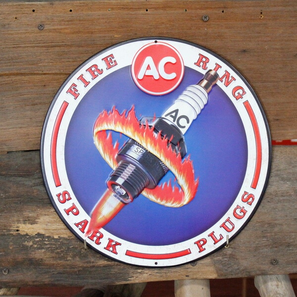 メタルサイン 「AC DELCO ROUND」 （ラウンド ） ACデルコ ブリキ看板 