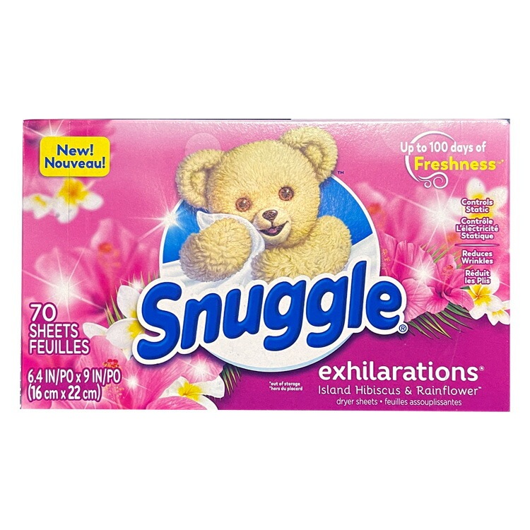 シート柔軟剤 スナッグル EX アイランドハイビスカス&レインフラワー 70枚 Snuggle イグジラレーションズ 乾燥機用 柔軟シート アメリカ製たっぷり70枚。乾燥機用のシートタイプ柔軟剤。