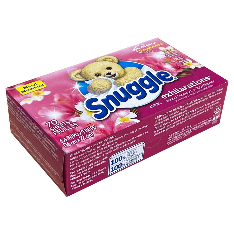 シート柔軟剤 スナッグル EX アイランドハイビスカス&レインフラワー 70枚 Snuggle イグジラレーションズ 乾燥機用 柔軟シート アメリカ製たっぷり70枚。乾燥機用のシートタイプ柔軟剤。