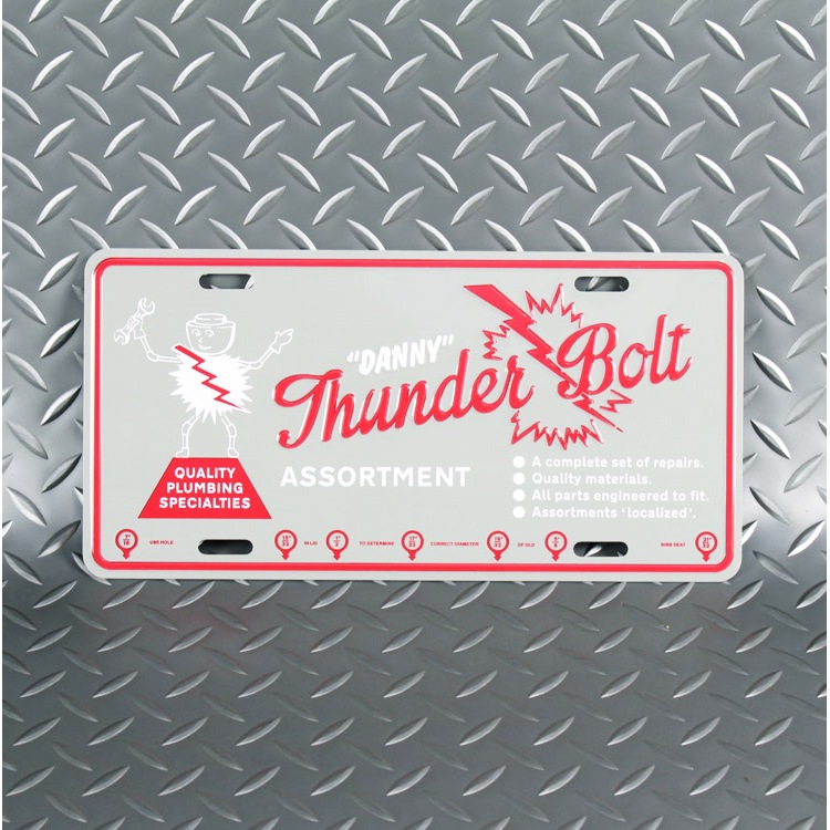 【メール便発送】CMプレート Thunder Bolt - Gray CMP-153 縦15.3×横30.3cm ナンバープレート型 インテリア 看板 アルミ製 アメリカン雑貨飾るだけでかっこいい アメリカンプレート。