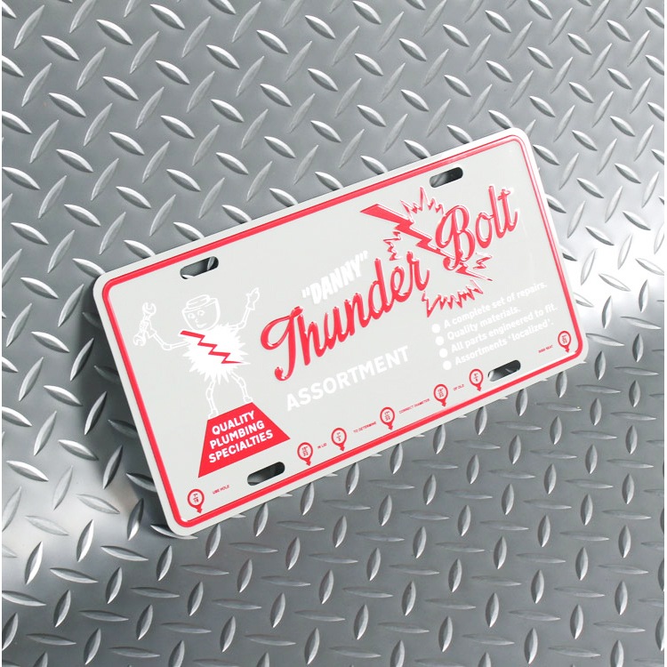 【メール便発送】CMプレート Thunder Bolt - Gray CMP-153 縦15.3×横30.3cm ナンバープレート型 インテリア 看板 アルミ製 アメリカン雑貨飾るだけでかっこいい アメリカンプレート。