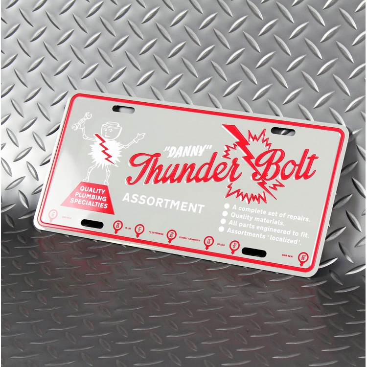 【メール便発送】CMプレート Thunder Bolt - Gray CMP-153 縦15.3×横30.3cm ナンバープレート型 インテリア 看板 アルミ製 アメリカン雑貨飾るだけでかっこいい アメリカンプレート。