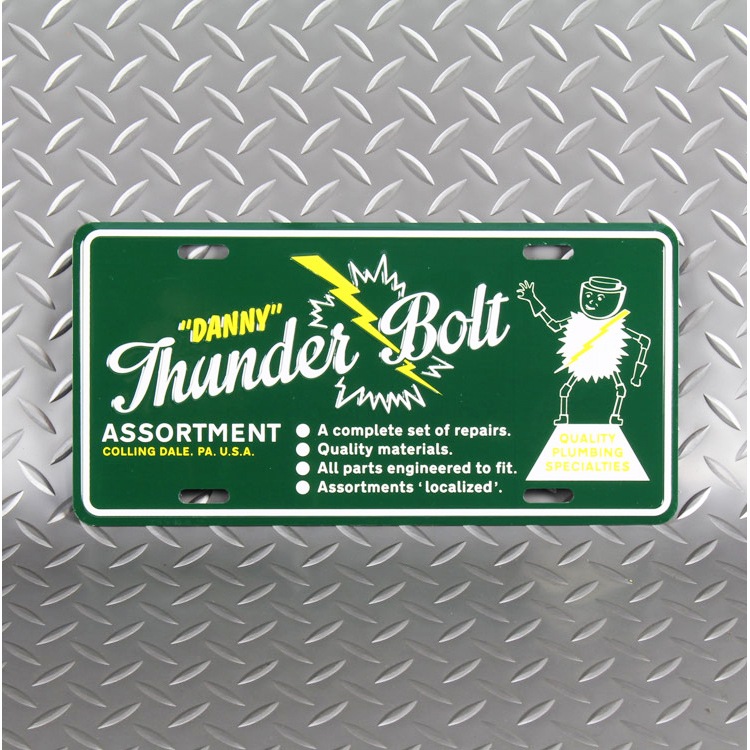 【メール便発送】CMプレート Thunder Bolt - Green CMP-154 縦15.3×横30.3cm ナンバープレート型 インテリア 看板 アルミ製 アメリカン雑貨飾るだけでかっこいい アメリカンプレート。