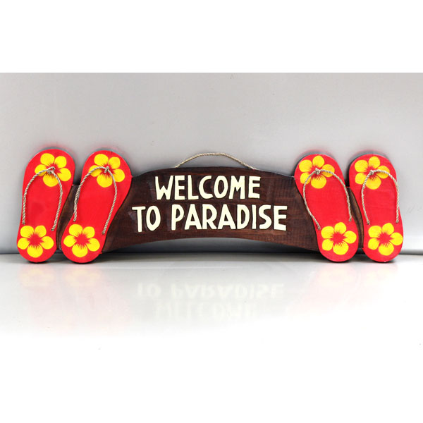 ビーチウォールサイン「サンダル」（レッド）　ハワイアン インテリア ビーチスタイル 木製看板 アメリカン雑貨ドアサイズのお洒落なウォールハンガー。