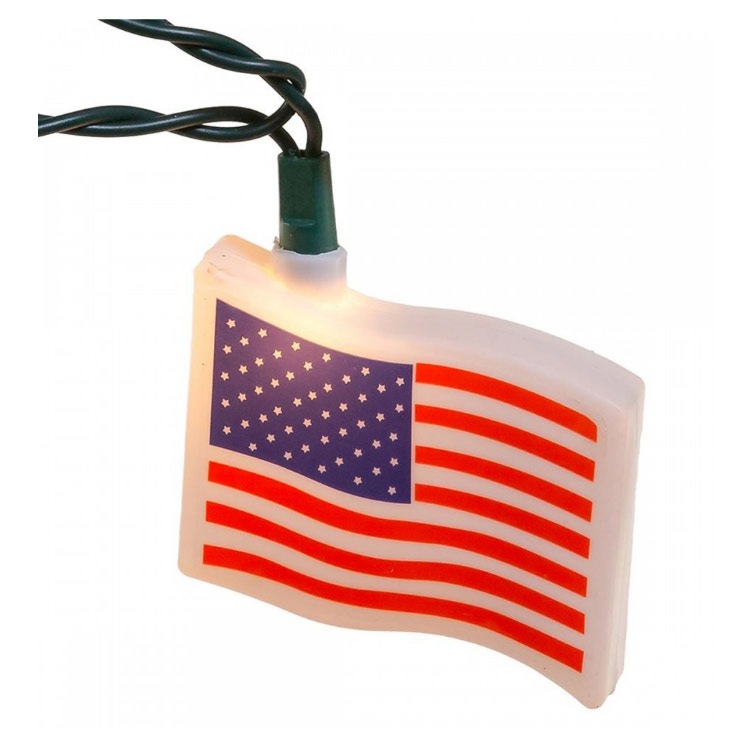 パーティライト 『USAフラッグ』10球セット 全長375cm フラッグ高さ5×7.7cm プラスチック製 白熱球仕様  ホリデーライト ガーランドライト 照明 屋内 屋外 星条旗 アメリカン国旗 アメリカン雑貨