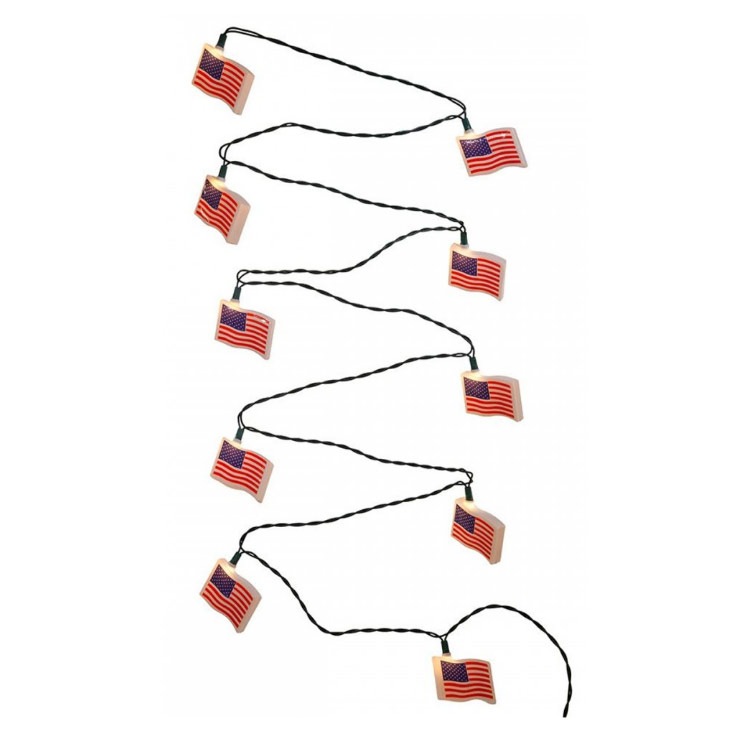 パーティライト 『USAフラッグ』10球セット 全長375cm フラッグ高さ5×7.7cm プラスチック製 白熱球仕様  ホリデーライト ガーランドライト 照明 屋内 屋外 星条旗 アメリカン国旗 アメリカン雑貨