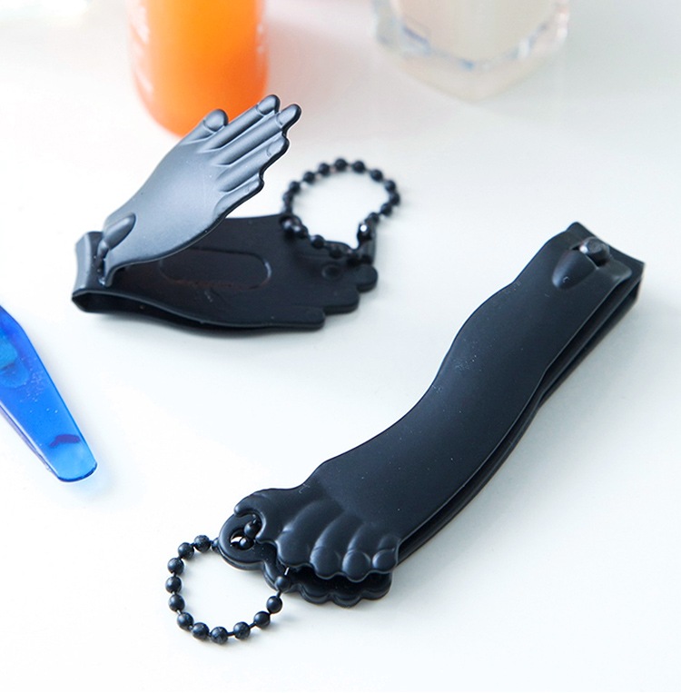 【メール便発送】爪切り キッカーランド ハンド＆フット ネイルクリッパーセット ブラック ステンレススチール製 足 手 携帯用 衛生用品 おしゃれ手と足の形がかっこいい爪切り2個セット