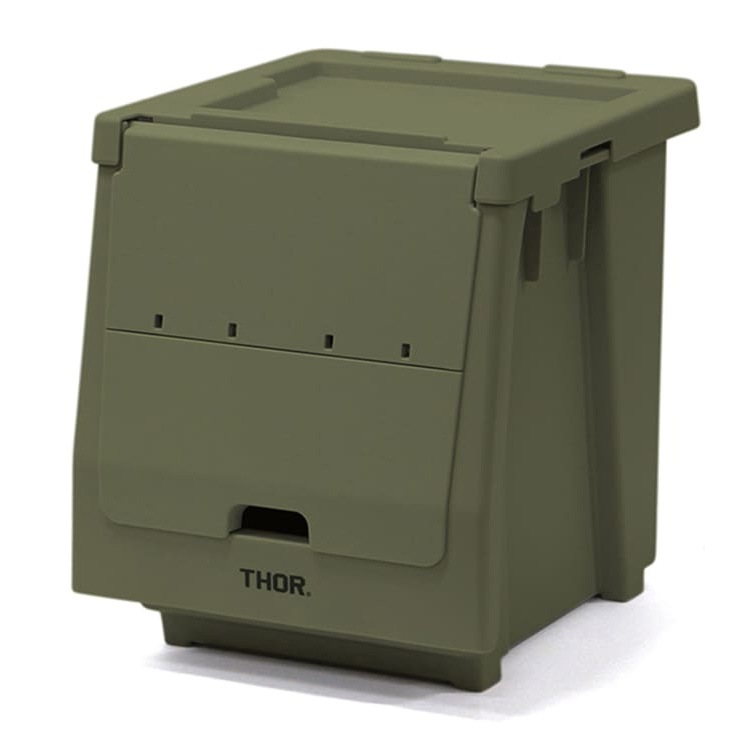 セット販売 THOR STACKING SHELF CONTAINER 20L スタッキングシェルフコンテナー 20L オリーブ 収納 コンテナ 人気 TRUST アメリカン雑貨本体、蓋、扉のセット販売。