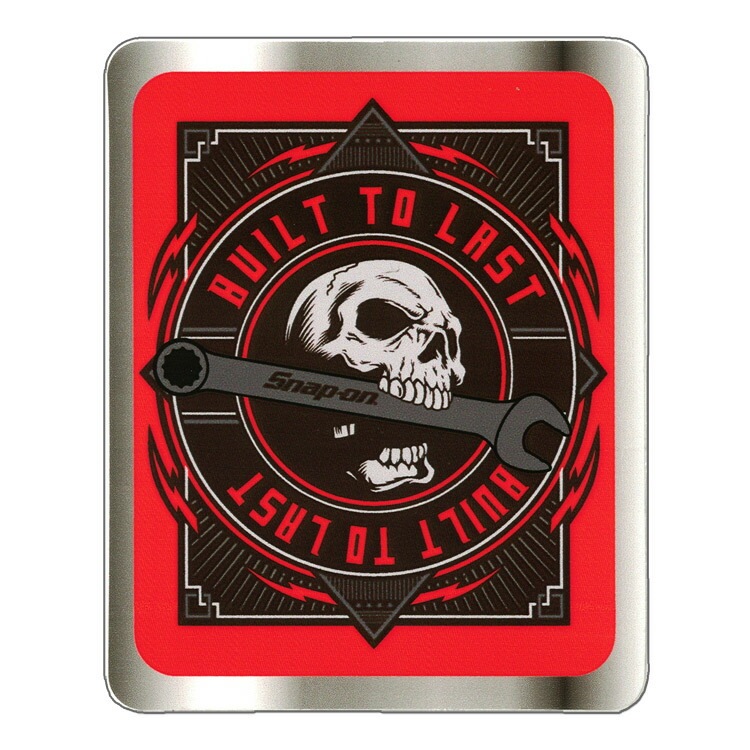 【メール便発送】Snap-on スナップオン デカール スクエア BUILT TO LAST スカル噛みつき レッド 縦12.7×横10.2cm ステッカー シール 車 ガレージ アメリカン雑貨アメリカを代表する工具メーカーのオフィシャルデカール。