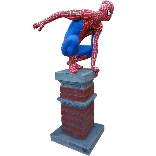 等身大フィギュア スパイダーマン しゃがみ・柱・台座付き 高さ212cm FRP製 SPIDERMAN アメキャラ アメリカ雑貨