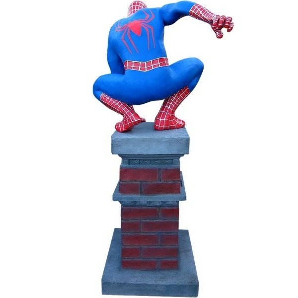 等身大フィギュア スパイダーマン しゃがみ・柱・台座付き 高さ212cm FRP製 SPIDERMAN アメキャラ アメリカ雑貨
