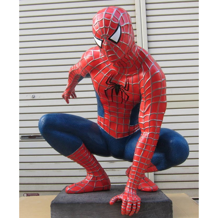 等身大フィギュア スパイダーマン しゃがみ・柱・台座付き 高さ212cm FRP製 SPIDERMAN アメキャラ アメリカ雑貨