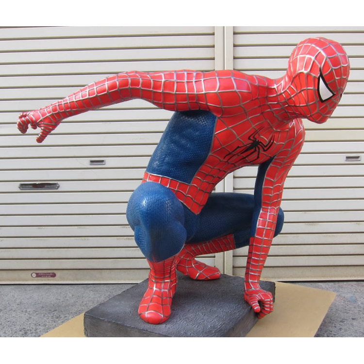 等身大フィギュア スパイダーマン しゃがみ・柱・台座付き 高さ212cm FRP製 SPIDERMAN アメキャラ アメリカ雑貨