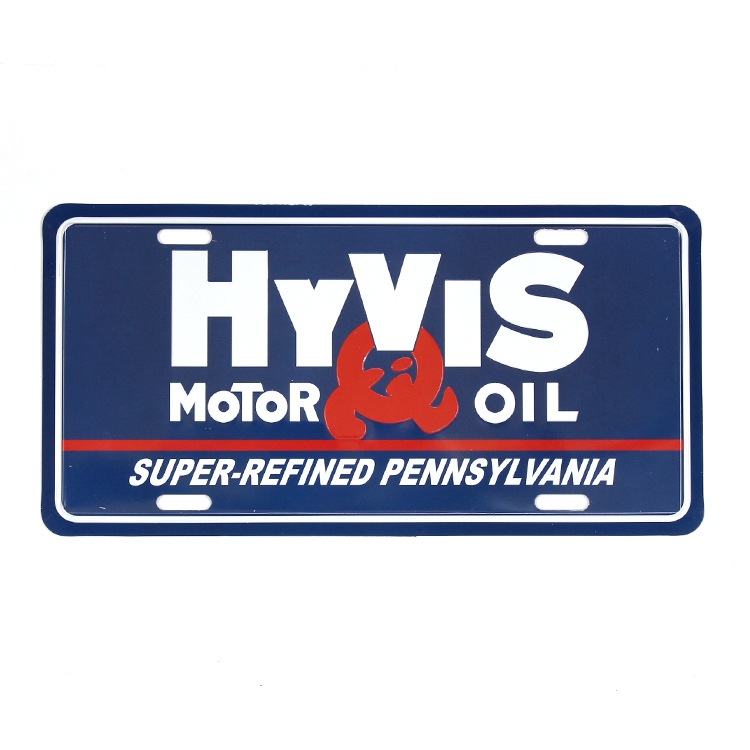 【メール便発送】CMプレート HYVIS Motor Oil 縦15.3×横30.3cm ナンバープレート型 インテリア 看板 アルミ製 アメリカン雑貨