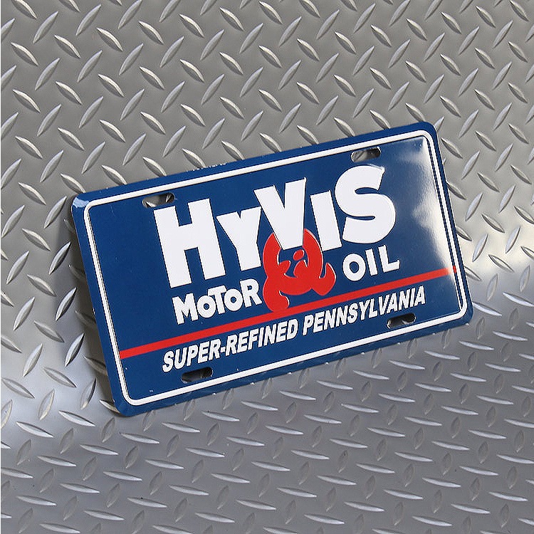 【メール便発送】CMプレート HYVIS Motor Oil 縦15.3×横30.3cm ナンバープレート型 インテリア 看板 アルミ製 アメリカン雑貨