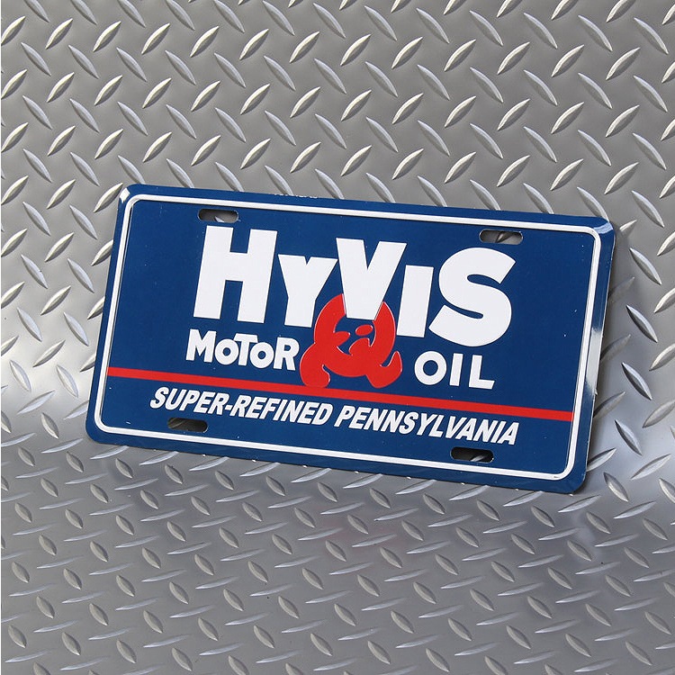 【メール便発送】CMプレート HYVIS Motor Oil 縦15.3×横30.3cm ナンバープレート型 インテリア 看板 アルミ製 アメリカン雑貨