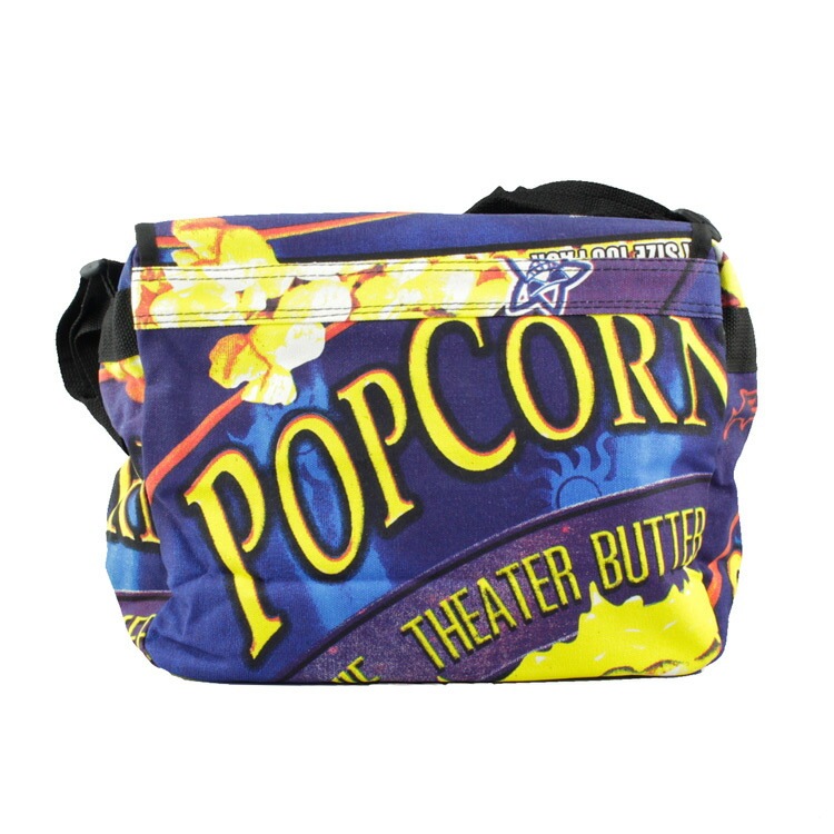 メッセンジャーバッグ POPCORN ポップコーン 高さ25x幅33x奥行き14cm（ベルト長80~135cm）コットン製 ポリエステル 斜め掛け ショルダー バッグ かばん アメリカン雑貨