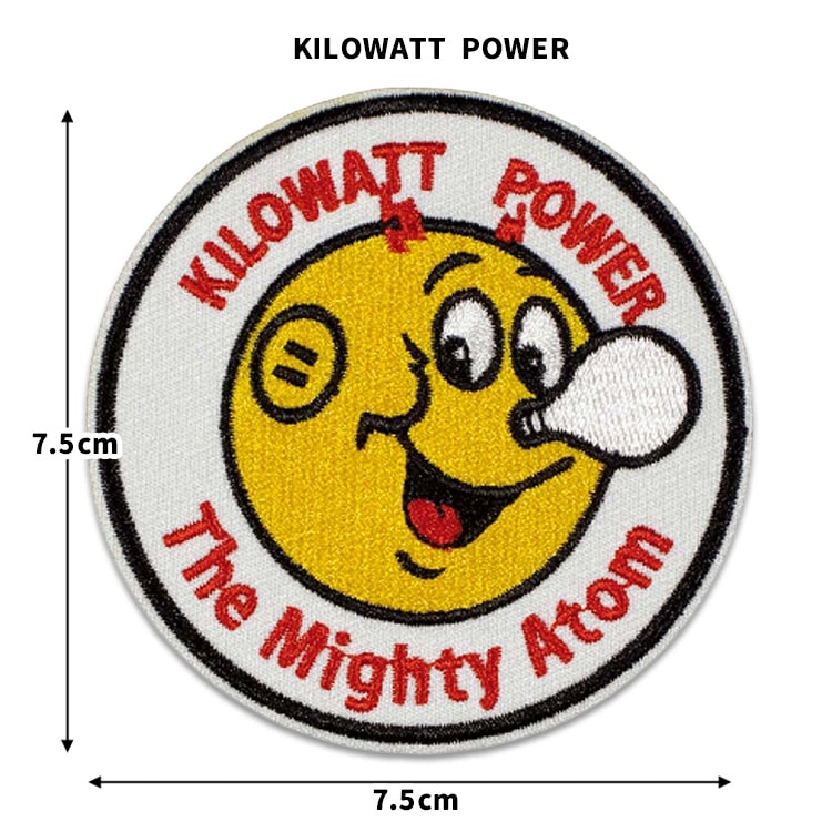 【メール便発送】アイロンワッペン 企業系 キャラクター ワッペン アップリケ キロワット パワー カスタマイズ かわいい オシャレ おしゃれ かっこいい アメリカンキャラクター自分流にカスタマイズ！かわいいカンパニーキャラクターデザインのアイロンパッチ。