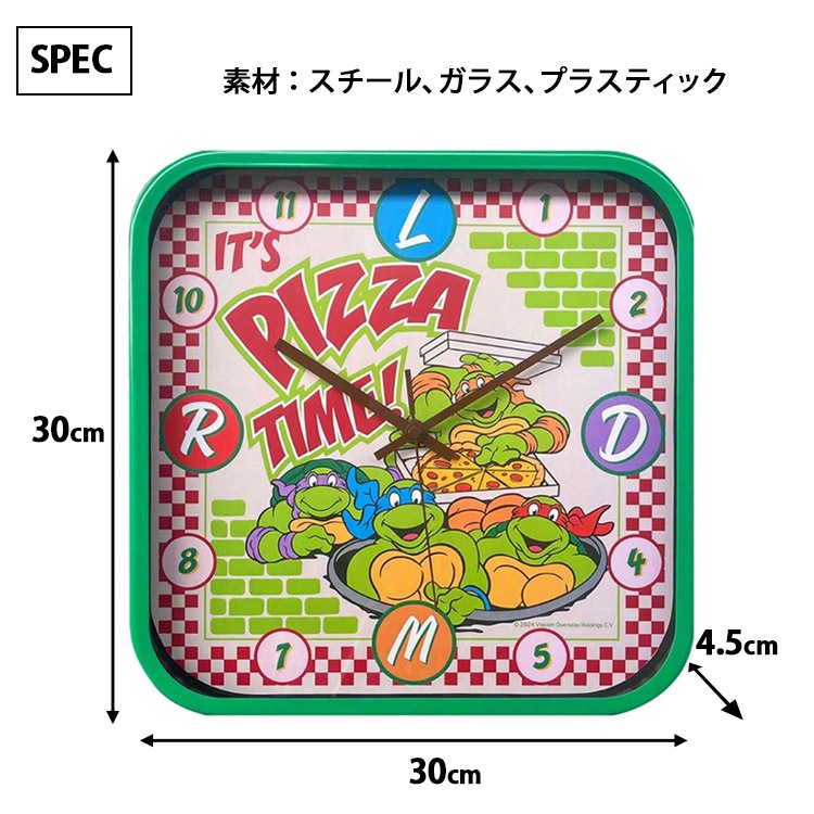 壁掛け時計 ウォールクロック 30×30×4.5cm  スクエア アナログ 電池式 アメキャラ キャラクター インテリア アメリカン雑貨