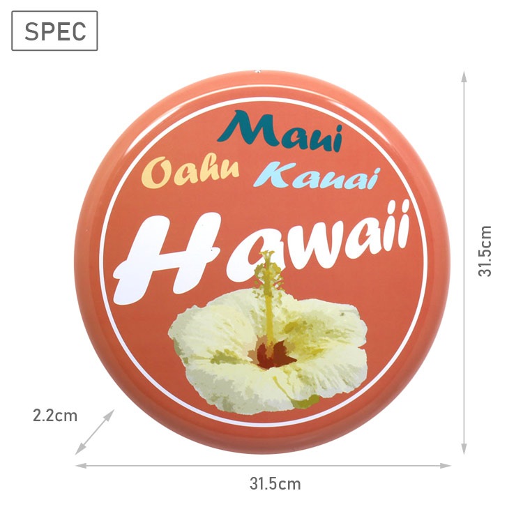 アメリカン看板 オーバルプレート Mani Oafu Kauai Hawaii ハワイ 直径31.5cm×厚さ2.2cm ブリキ製 メタルサイン 壁面装飾 ガレージ インテリア アメリカン雑貨