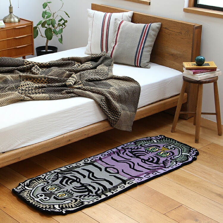 ラグ チベタン タイガーラグ H1-75 ヴァイオレット 70×50cm マット カーペット 玄関 ドアマット 敷物 紫 虎 おしゃれ インテリア