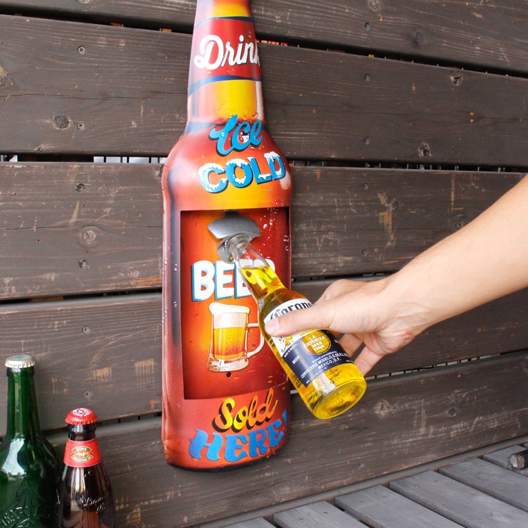 ビッグボトル型 ボトルキャップオープナー DRINK ICE COLD ジョッキ