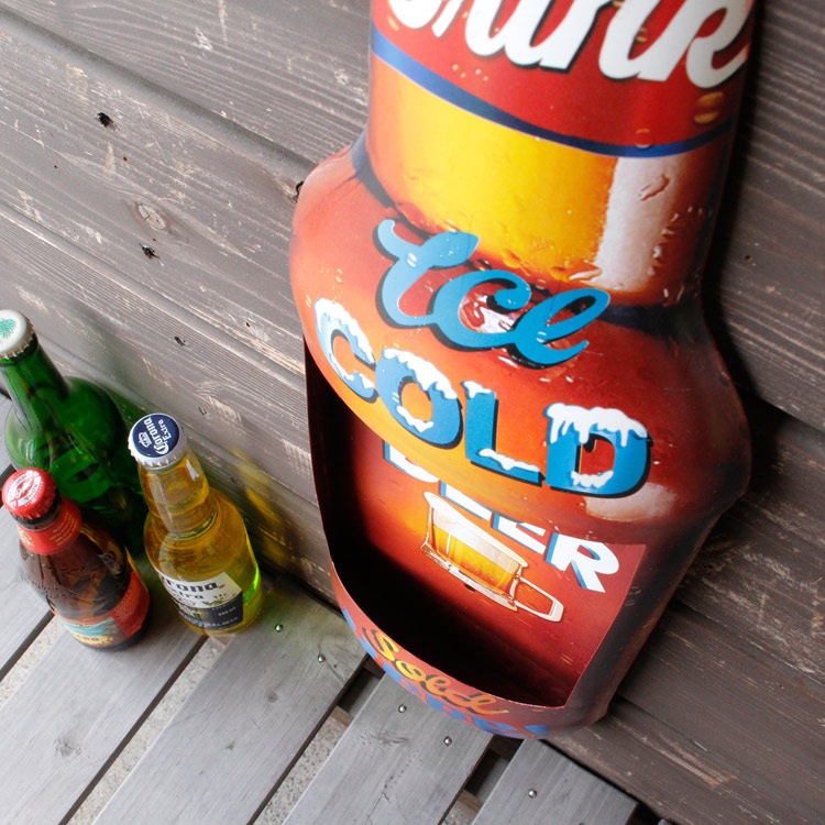 ビッグボトル型 ボトルキャップオープナー DRINK ICE COLD ジョッキ
