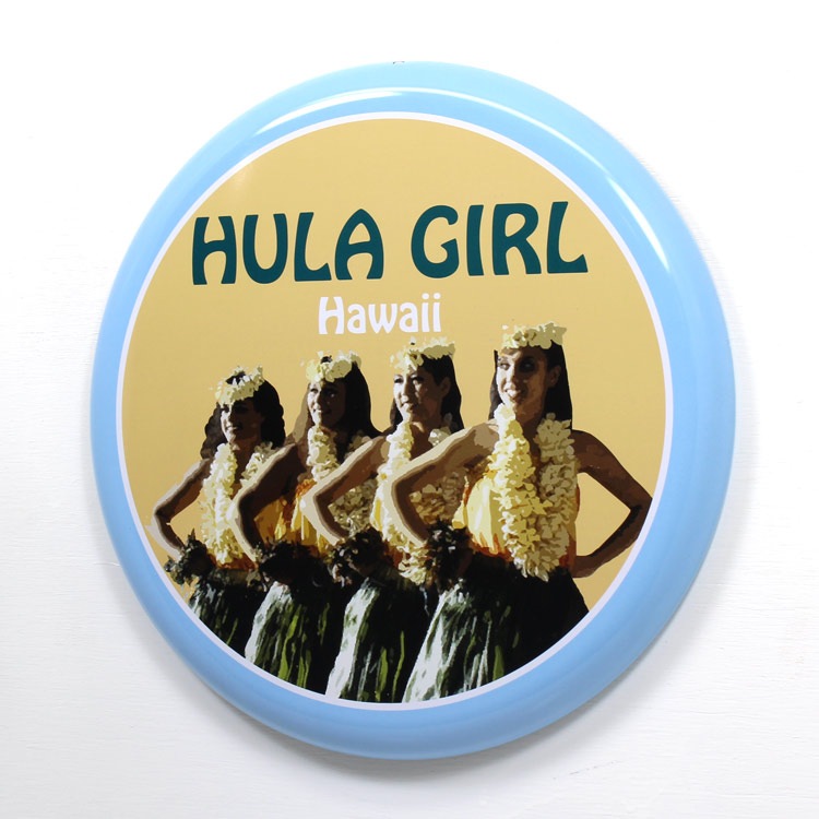 アメリカン看板 オーバルプレート HULAGIRL Hawaii フラガールハワイ 直径31.5cm×厚さ2.2cm ブリキ製 メタルサイン 壁面装飾 ガレージ インテリア アメリカン雑貨