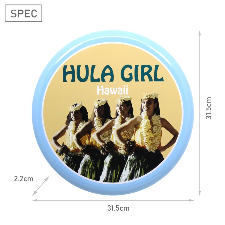 アメリカン看板 オーバルプレート HULAGIRL Hawaii フラガールハワイ 直径31.5cm×厚さ2.2cm ブリキ製 メタルサイン 壁面装飾 ガレージ インテリア アメリカン雑貨
