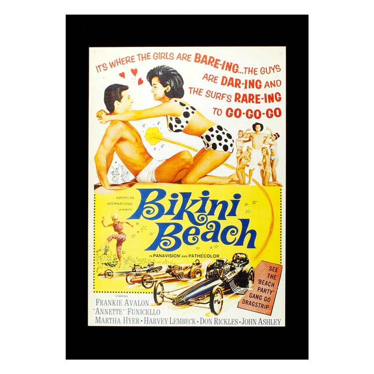 ハワイアンポスター ムービーシリーズ Bikini Beach アートサイズ：縦20.7×横28cm（コード無し）