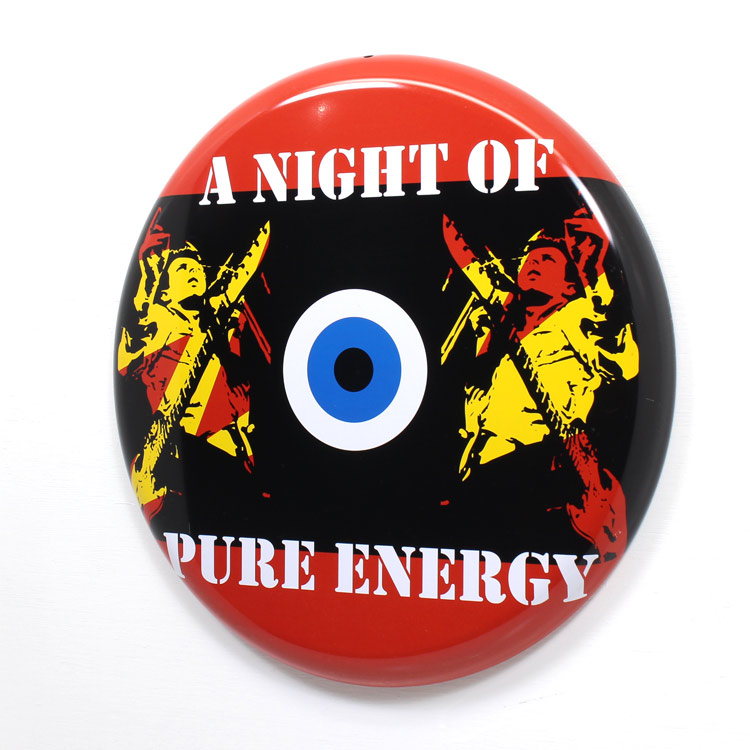 アメリカン看板 オーバルプレート A NIGHT OF PURE ENERGY 直径31.5cm×厚さ2.2cm ブリキ製 メタルサイン 壁面装飾 ガレージ インテリア アメリカン雑貨
