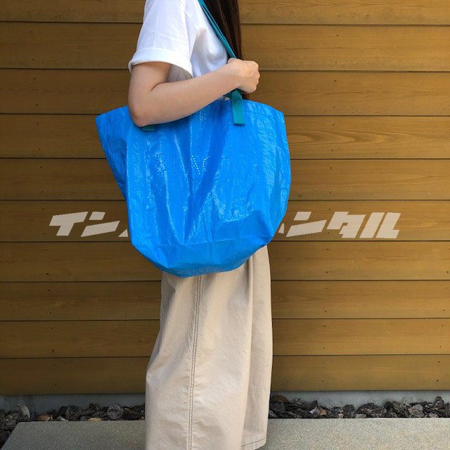 レジャーバッグ BEACH ブルー 大きめ 買い物バッグ エコバッグ ビニール トート ショルダー アウトドア アメリカン雑貨