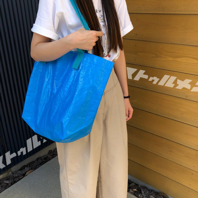 レジャーバッグ BEACH ブルー 大きめ 買い物バッグ エコバッグ ビニール トート ショルダー アウトドア アメリカン雑貨