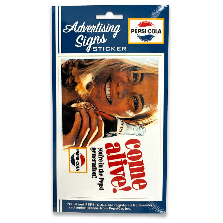 【メール便発送】PEPSI COLA ペプシ コーラ アドバタイジング サイン ステッカー 台紙サイズ 8.4×10.5cm ビニル製 アメリカン雑貨気軽にカスタムできるPEPSIのビニールステッカー。